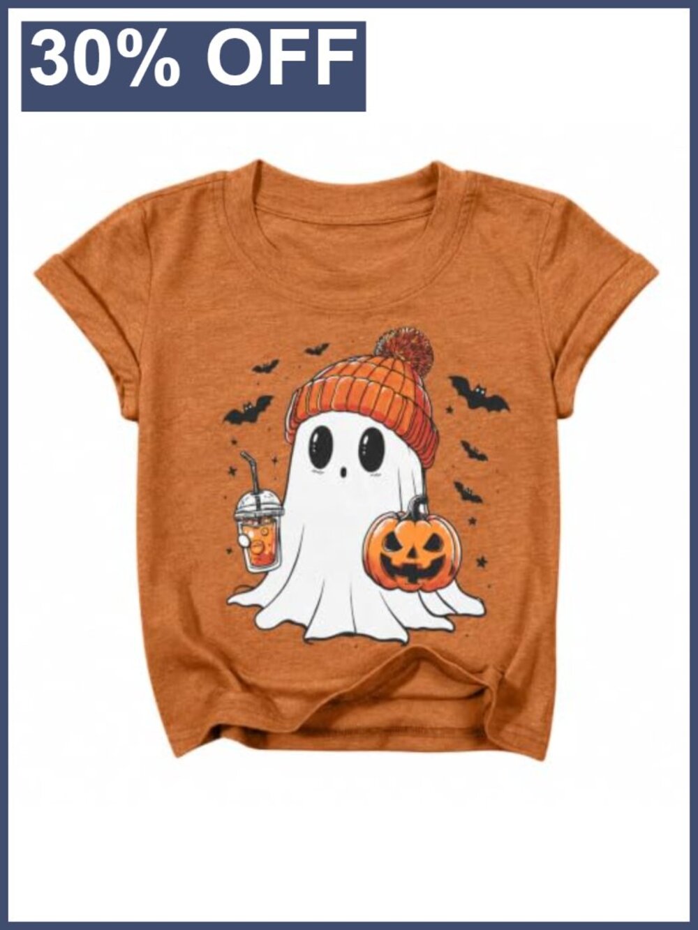 Girls Cute Ghost Halloween Graphic Tee Spooky Season Fall Top